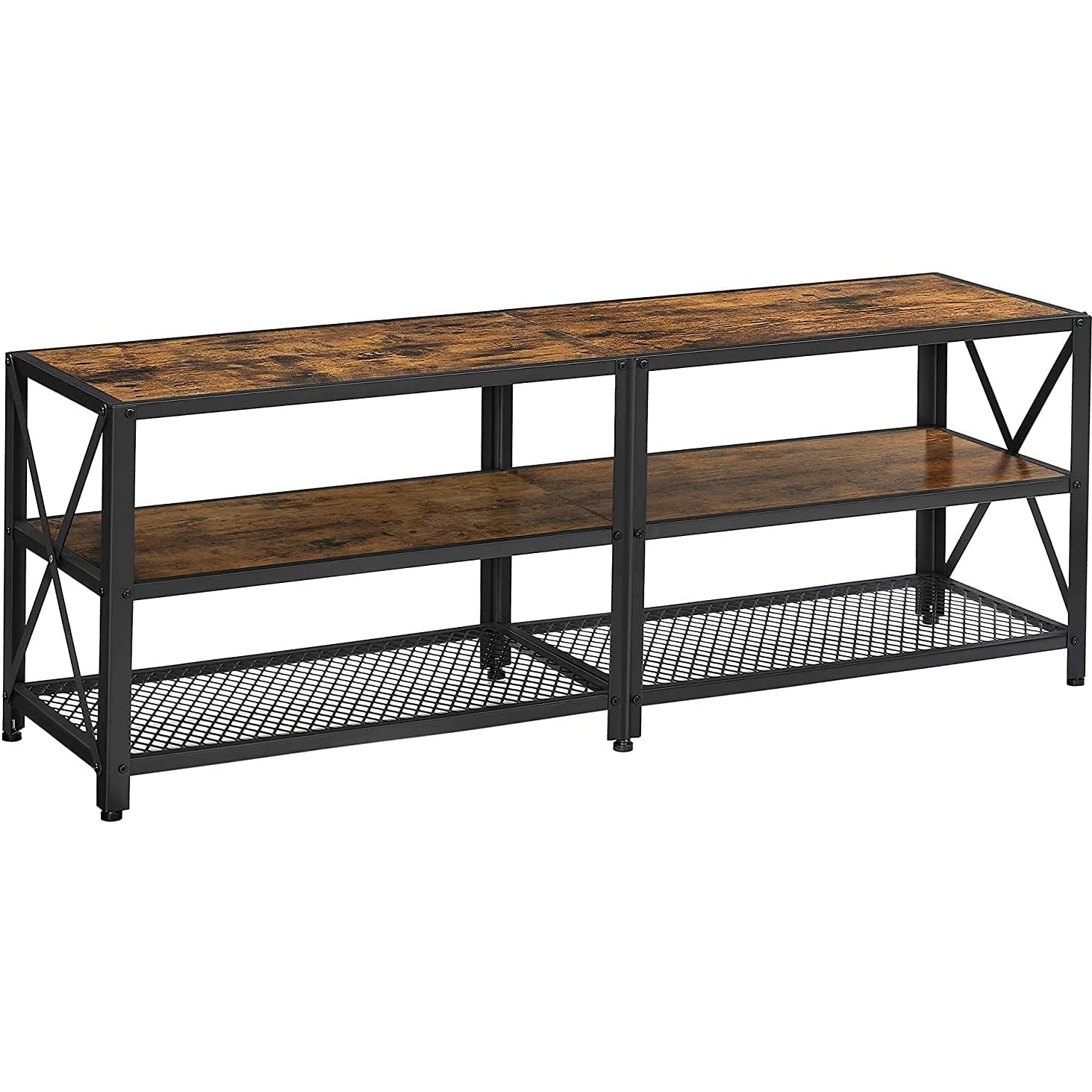 TV Stand for 60-Inch TV with Industrial Style Steel Frame Rustic Brown and Black