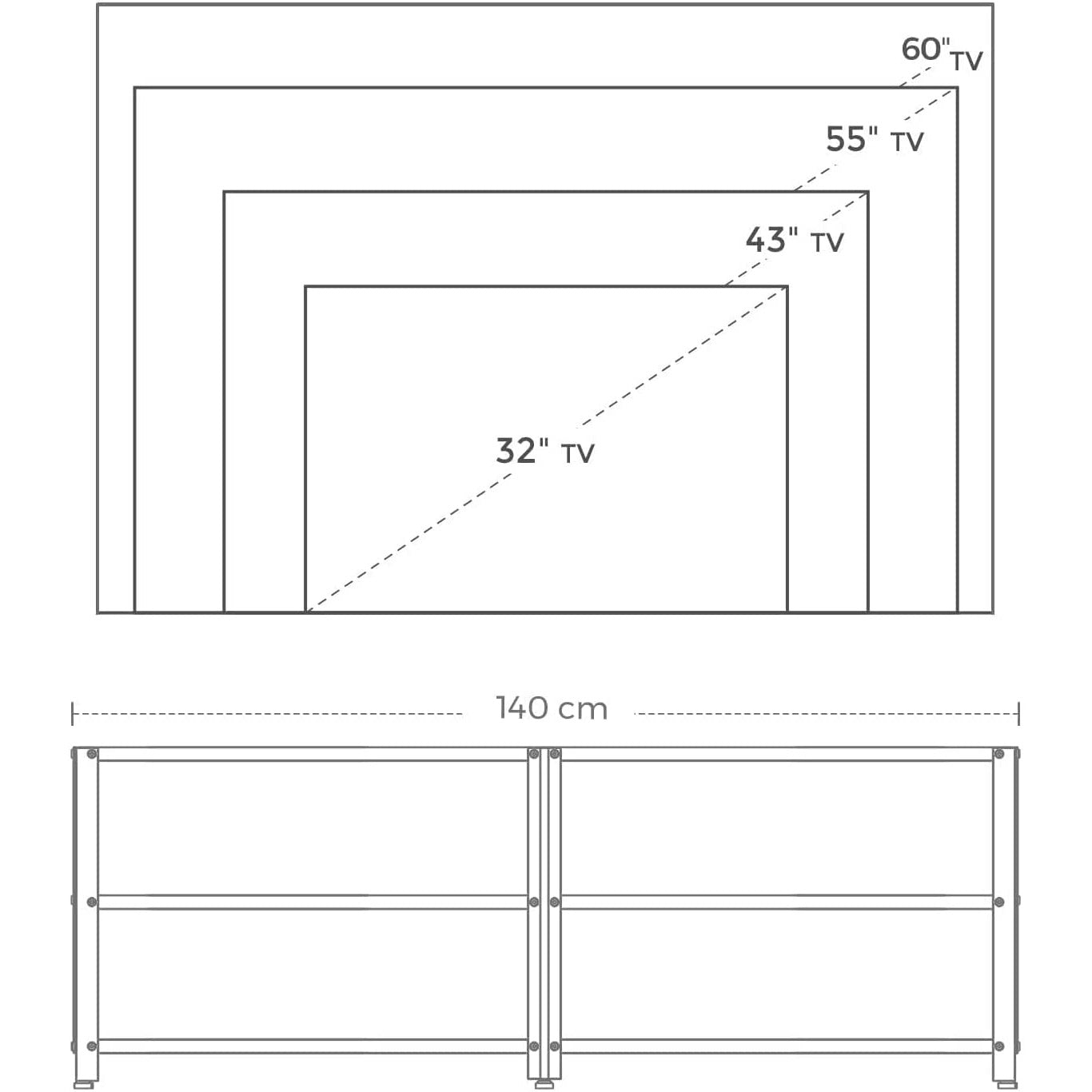 TV Stand for 60-Inch TV with Industrial Style Steel Frame Rustic Brown and Black