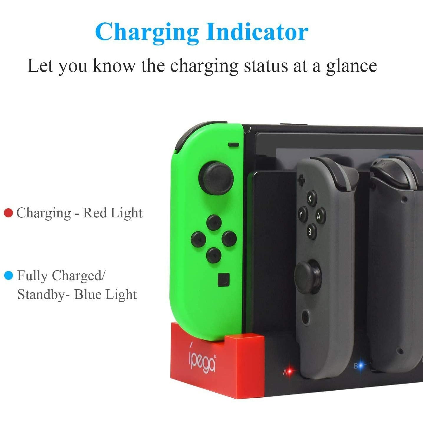 4 in1 Charger Station Stand for Nintendo Switch Joy-con with LED Indication