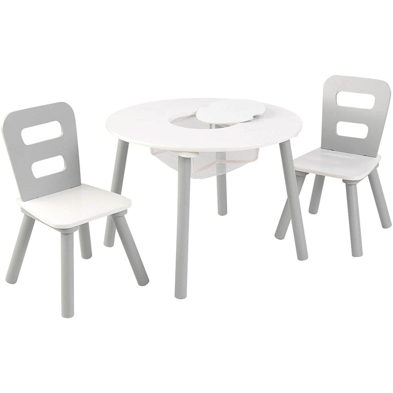 Round Table and 2 Chair Set for kids (Gray)