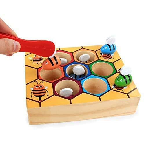 Wooden Bee Toddler Fine Motor Skill Toy - (Montessori Wooden Puzzle Early Learning Preschool Educational Kids)