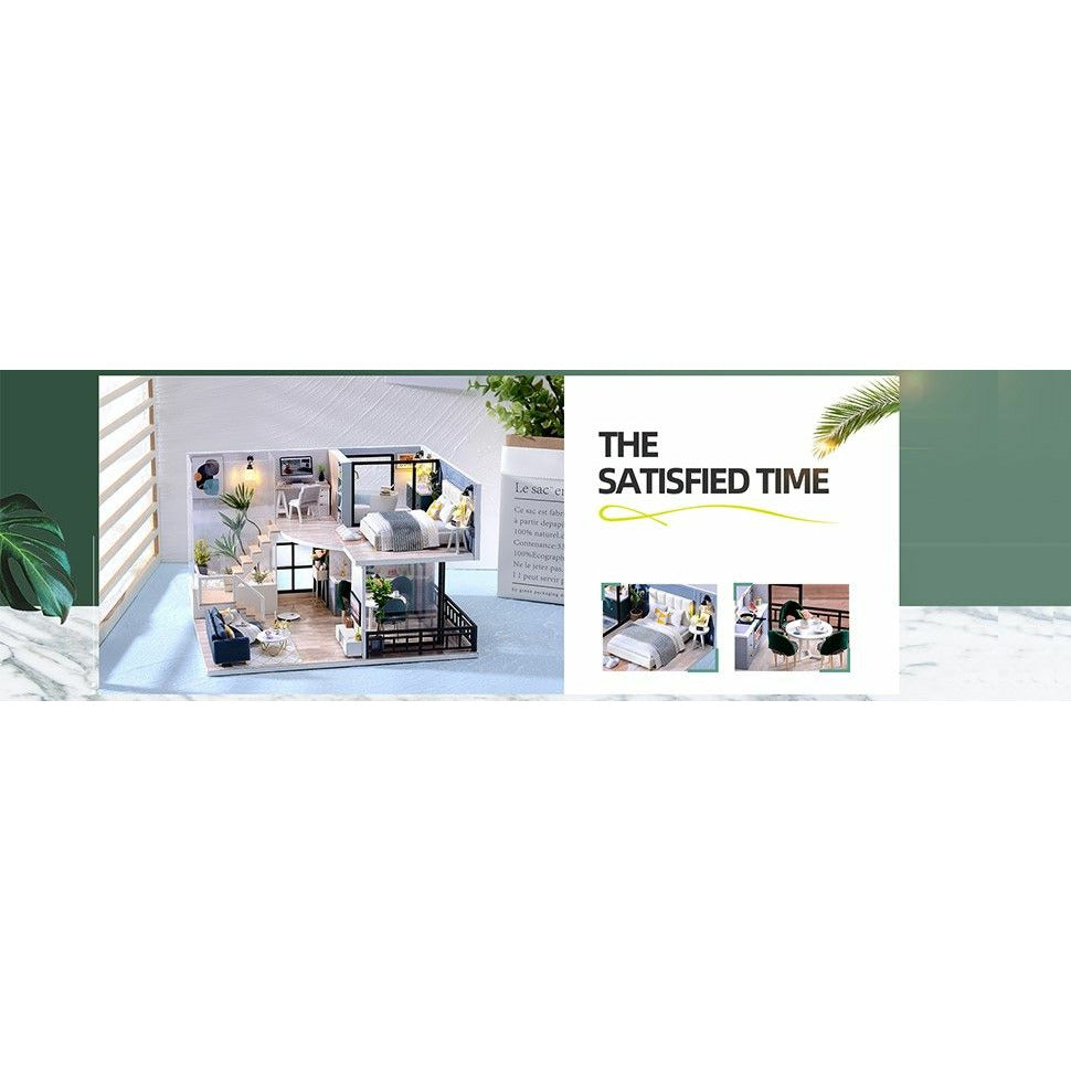 Dollhouse Miniature with Furniture Kit Plus Dust Proof and Music Movement - Cozy time (Valentine's Day Gift Idea)