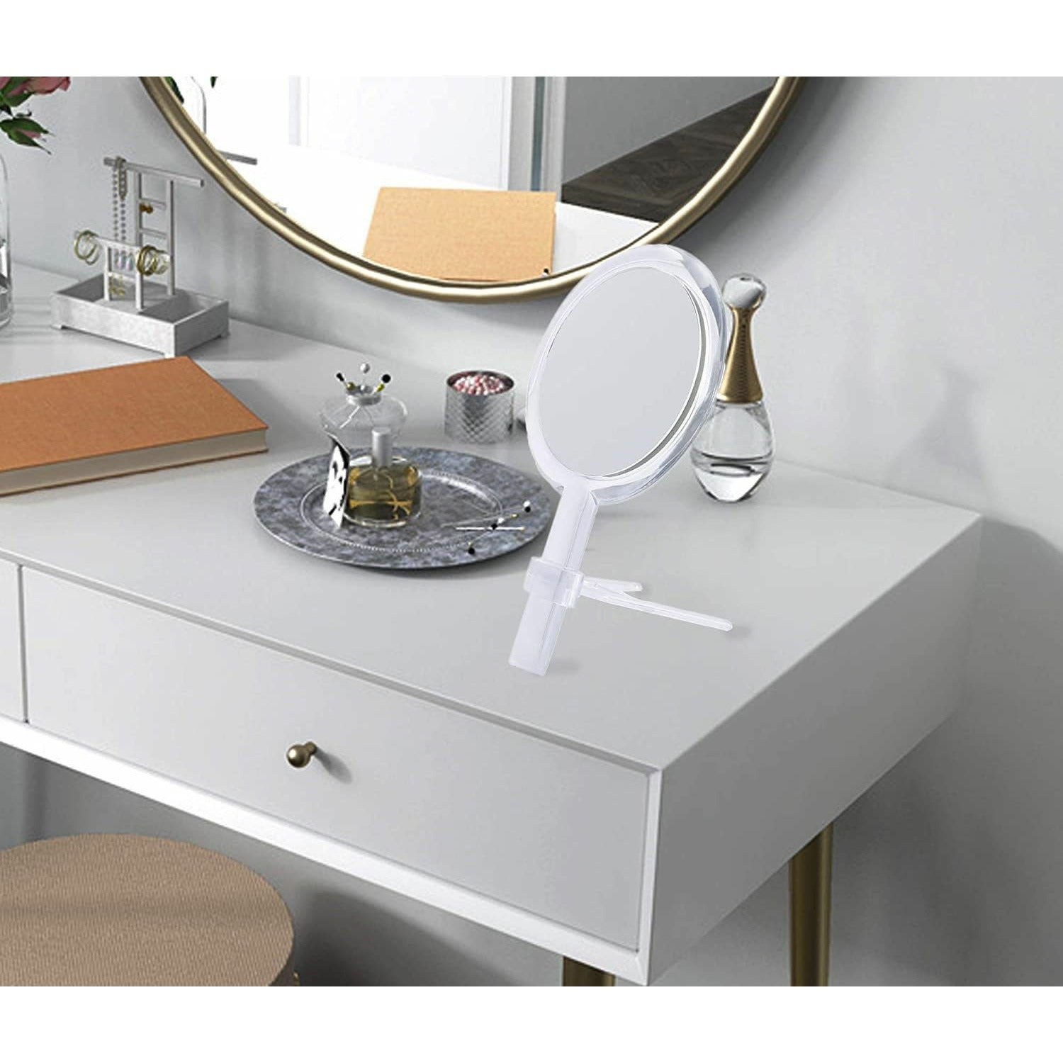 20X Magnifying Hand Mirror Two Sided Use for Makeup Application, Tweezing, and Blackhead/Blemish Removal (15 cm Silver)