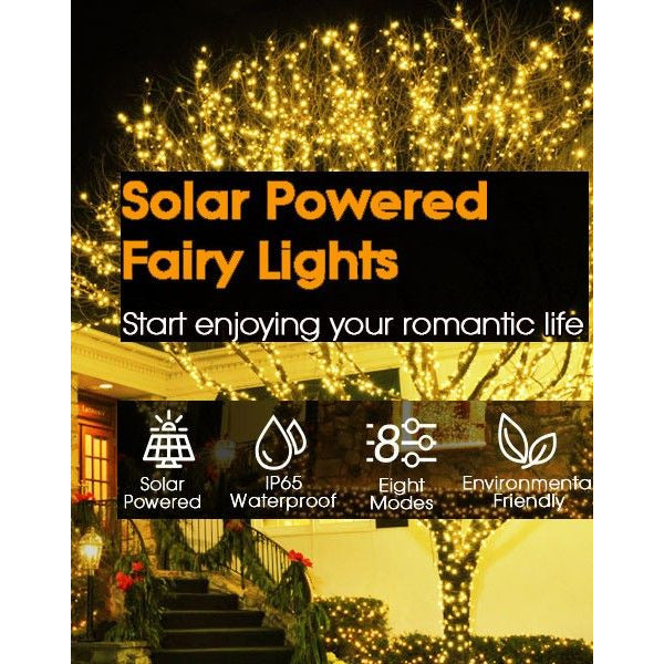 200 Waterproof LED Solar Fairy Light Outdoor with 8 Lighting Modes for Home,Garden and Decoration