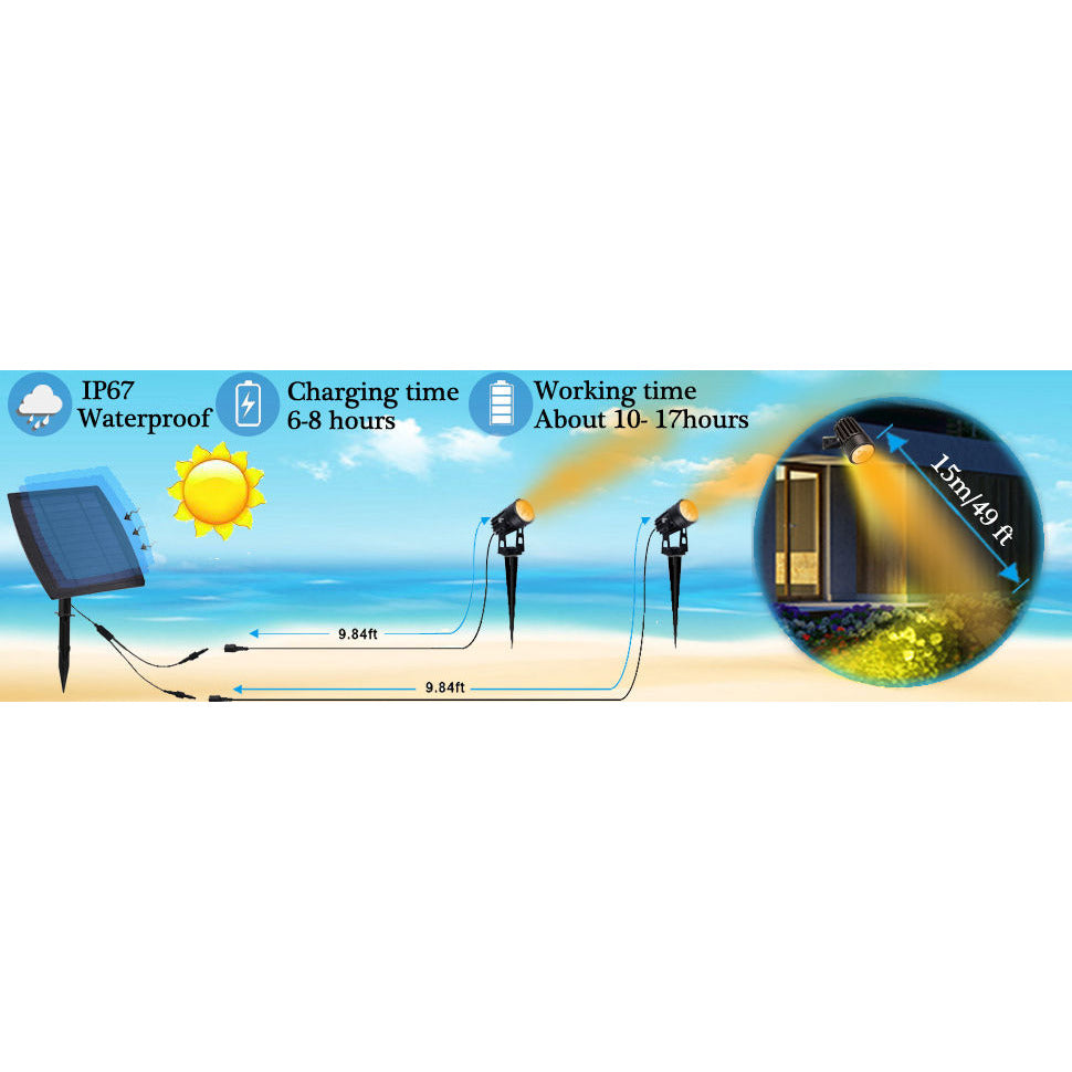 3 x LED Spotlights Powered Solar Garden Lights Outdoor Waterproof (Warm White)