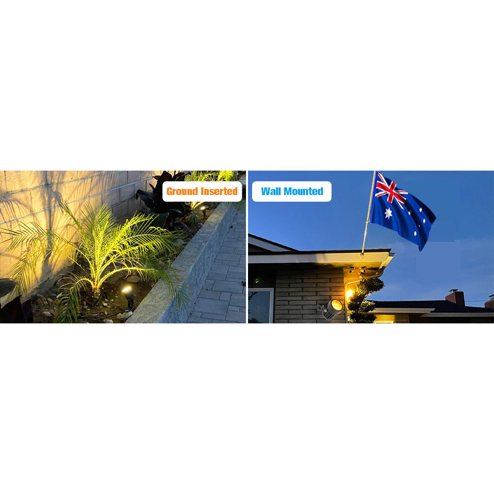 3 x LED Spotlights Powered Solar Garden Lights Outdoor Waterproof (Warm White)