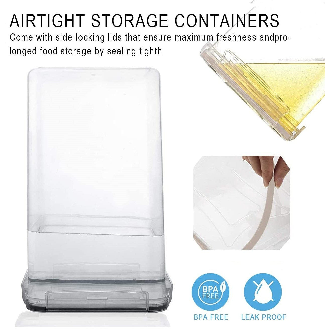 14 Pieces Airtight Food Storage and BPA Free Plastic with Easy Lock Black Lids Labels for Kitchen