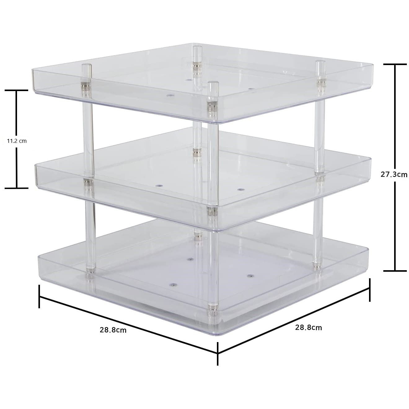 3 Tier 360 Rotating Display Rack Organizer Stand for Clear Nail Polish and Makeup Cosmetics with Acrylic Guard