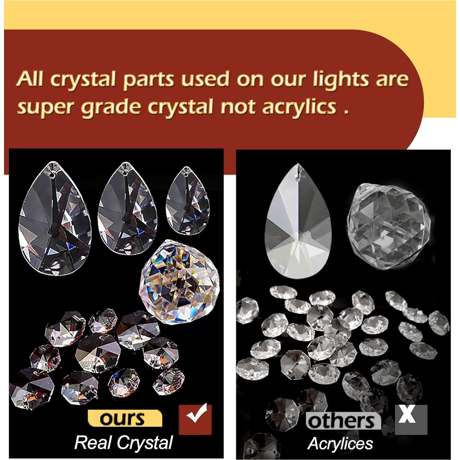 Crystal Chandelier LED Ceiling Light , 4 lights,  Black