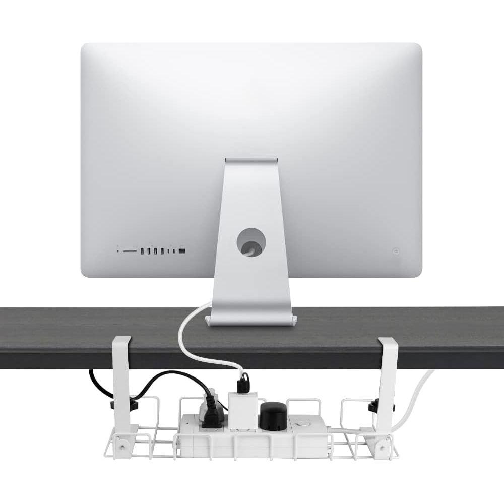 2 pack Under Desk Cable Management Tray, White