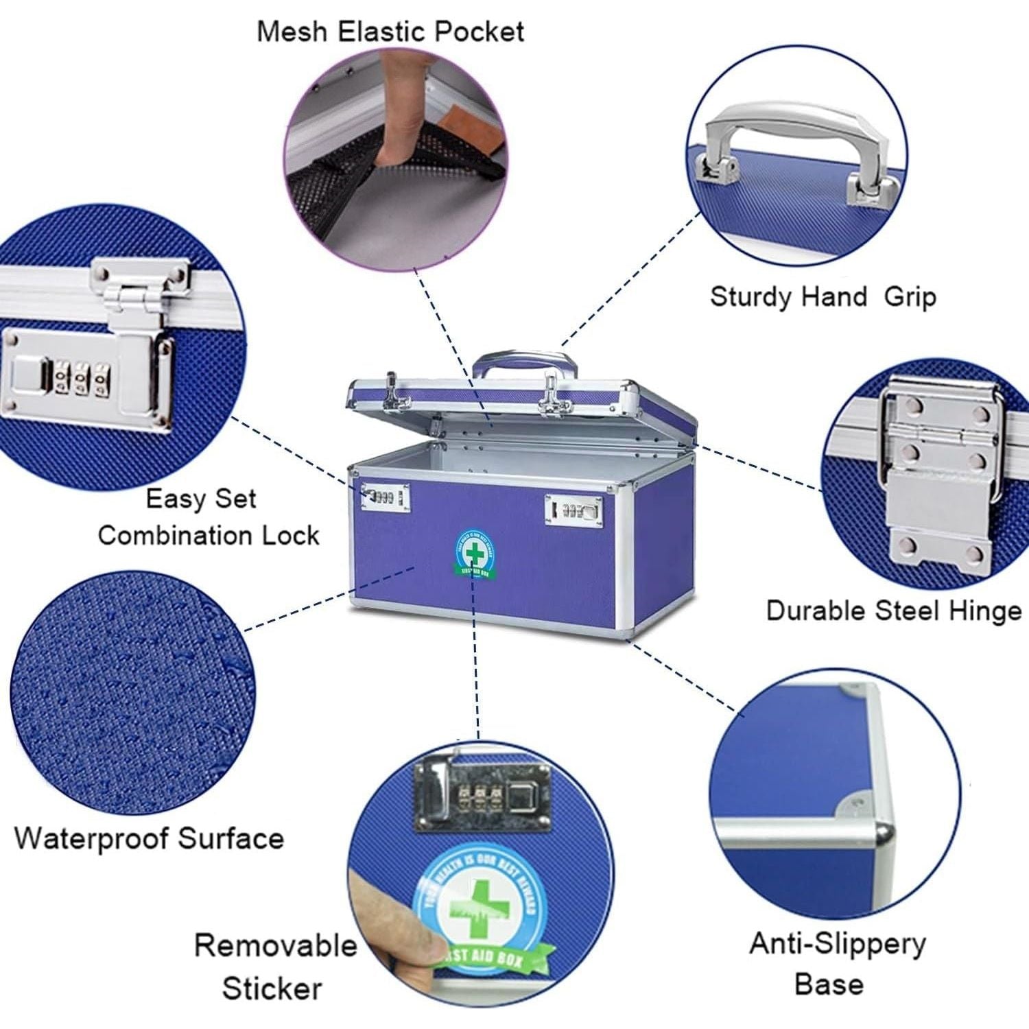 Locking Combination Medicine Box (Blue/Large)