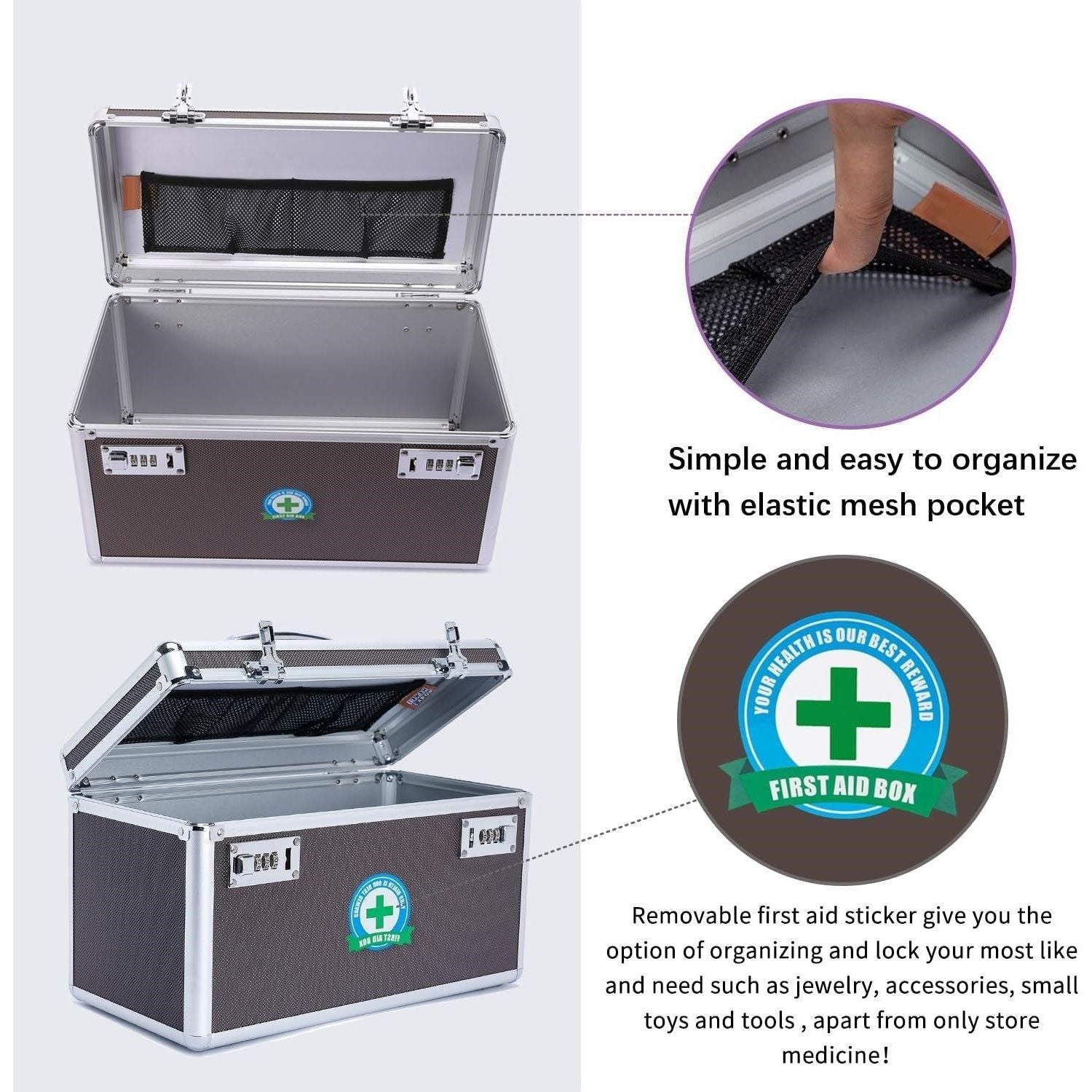 Portable Combination Medicine Box (Coffee/Large)