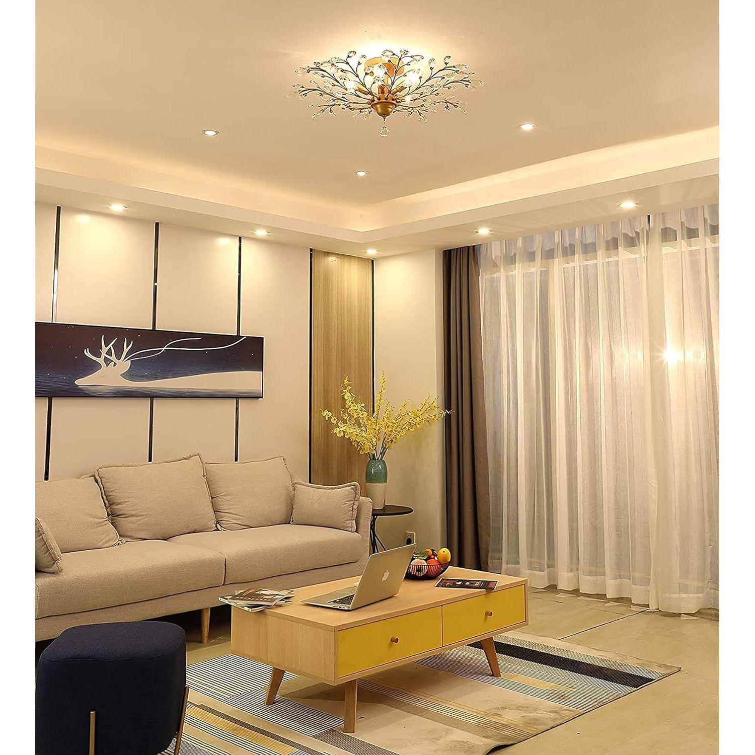 Crystal Chandelier Vintage, 5 Lights, Gold