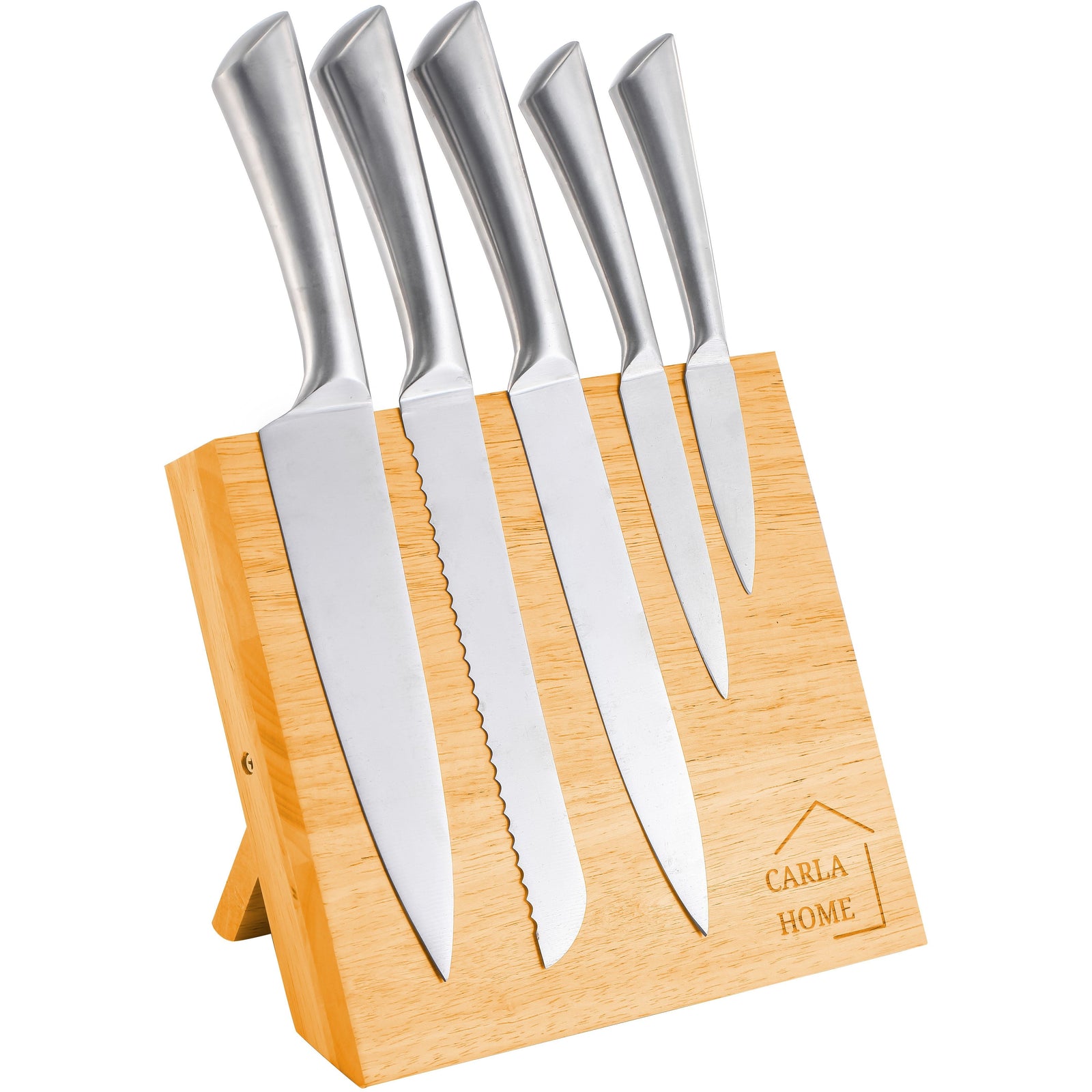 Natural Bamboo Magnetic Knife Block Holder with Strong Magnets for Home Kitchen Storage & Organisation