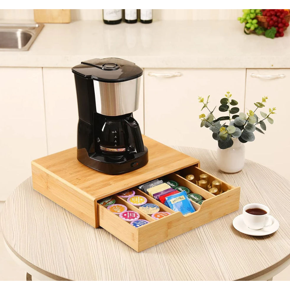 Bamboo K-Cup Coffee Pod Holder Storage Organizer  for Kitchen, Jewelry and Cosmetic