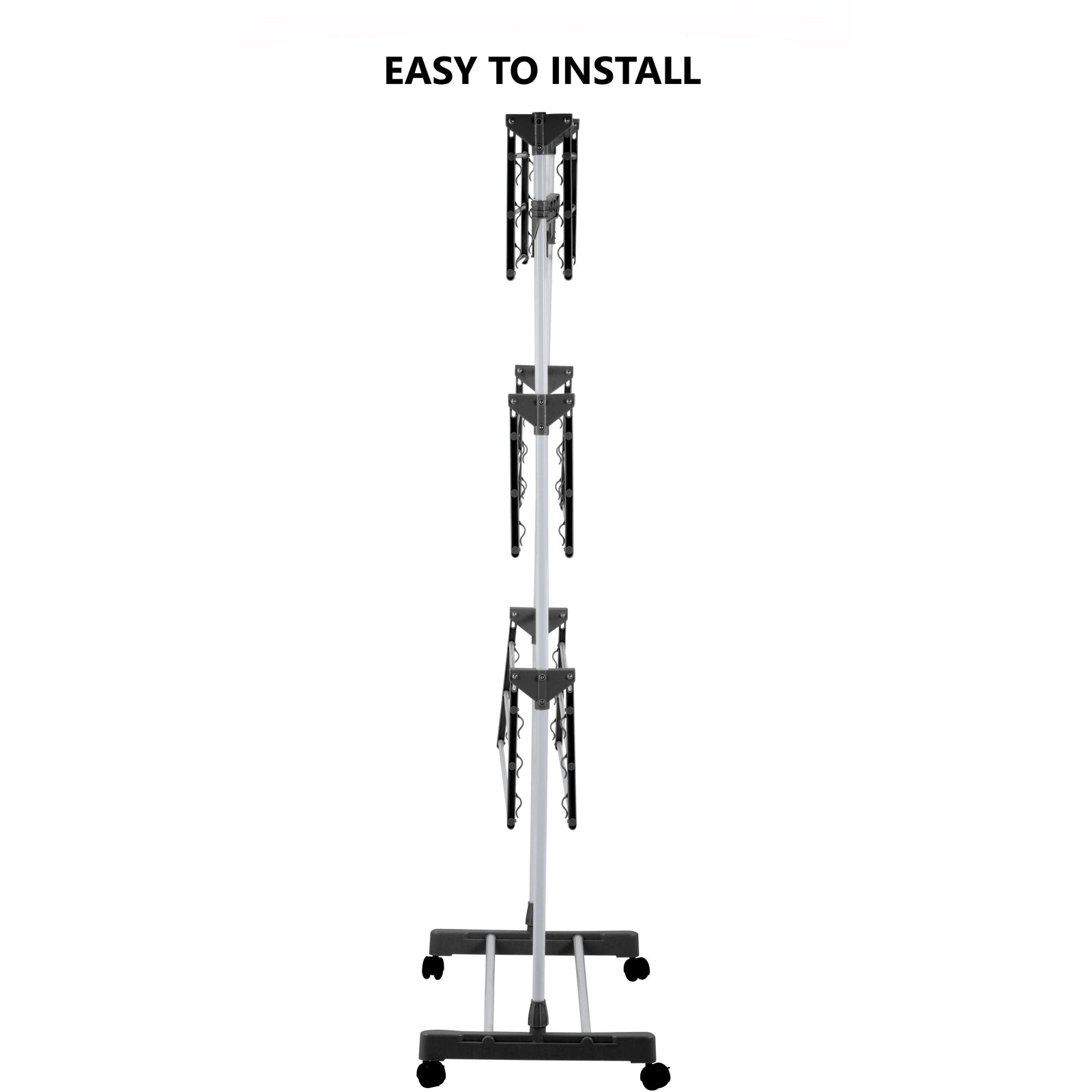 Folding 3 Tier Clothes Laundry Drying Rack with Stainless Steel Tubes for Indoor & Outdoor Home