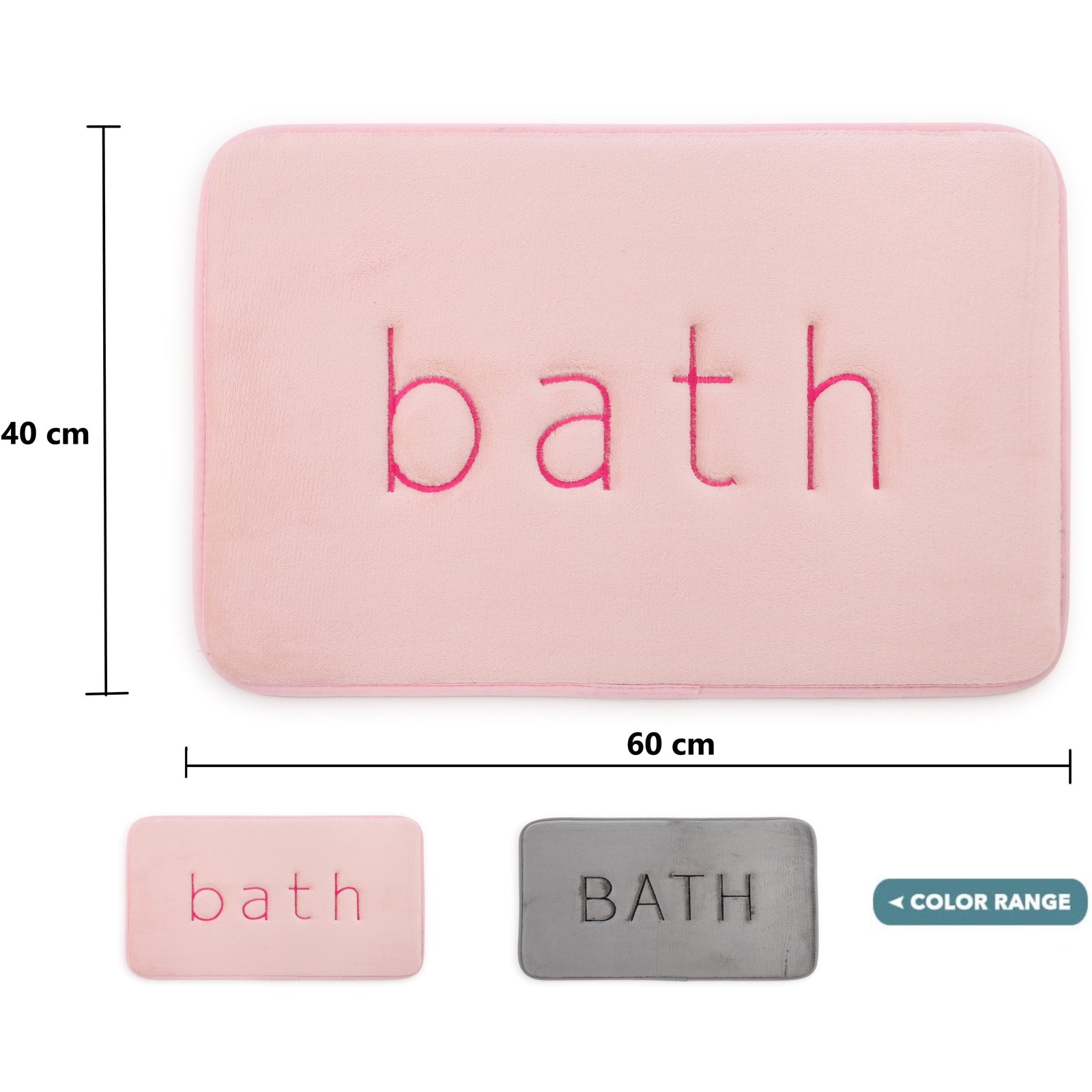 Extra Thick Memory Foam & Super Comfort Bath Rug Mat for Bathroom (60 x 40 cm, Pink)
