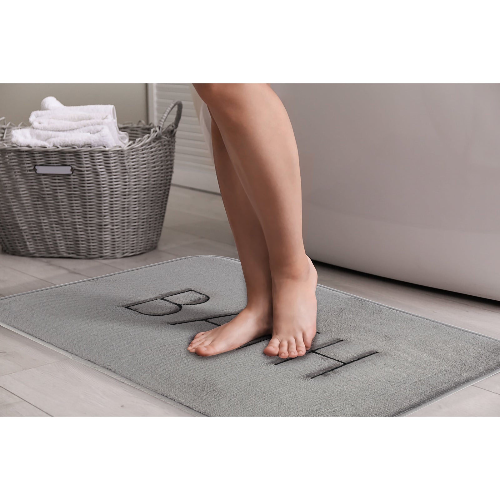 Extra Thick Memory Foam & Super Comfort Bath Rug Mat for Bathroom (60 x 40 cm, Grey)