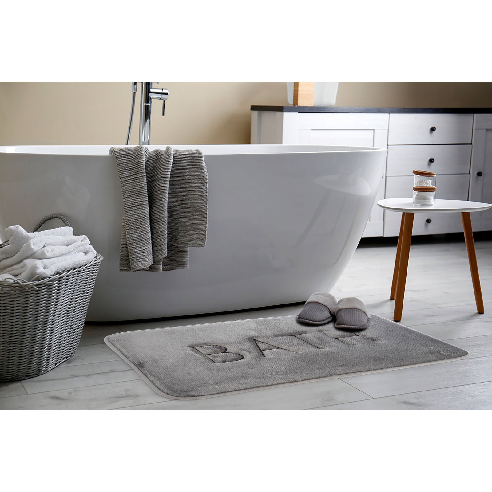 Extra Thick Memory Foam & Super Comfort Bath Rug Mat for Bathroom (60 x 40 cm, Grey)