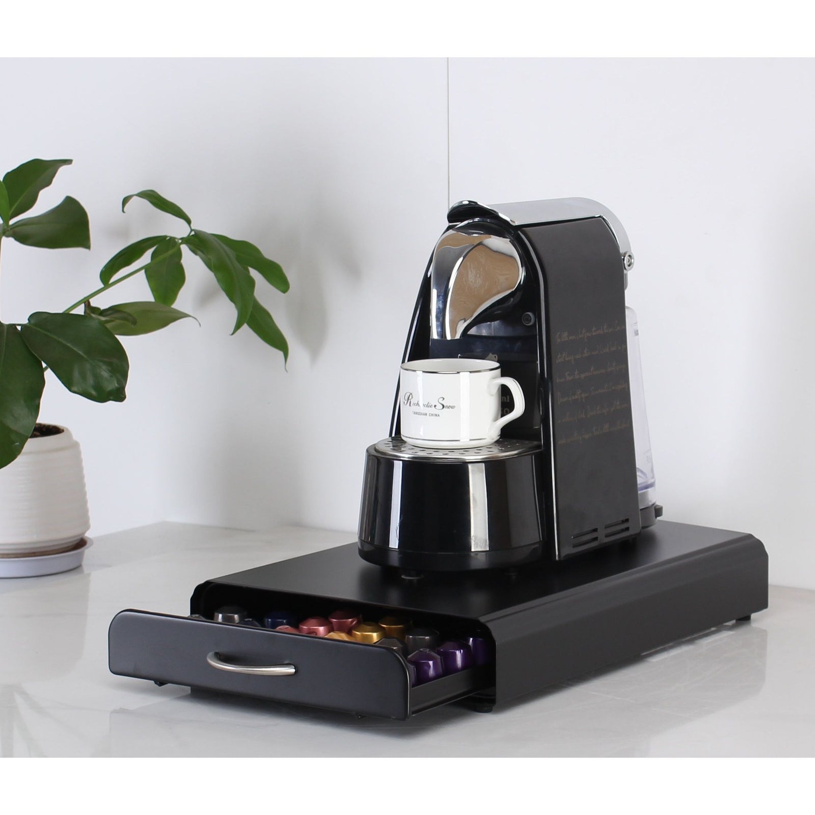 CARLA HOME Coffee Pods Holder Storage Drawer Compatible with 60 Nespresso Pods for Kitchen Storage & Organisation (Black)