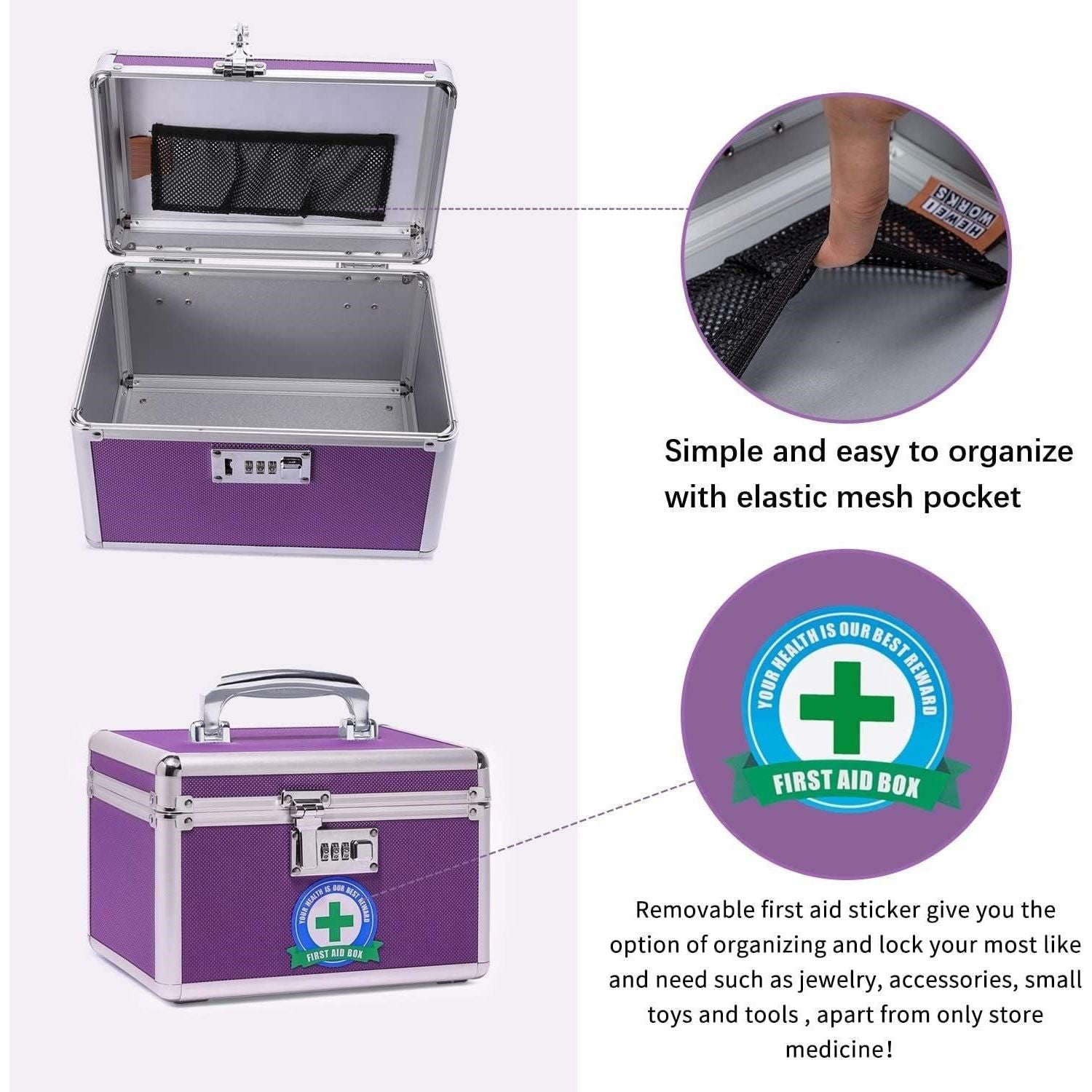 Locking Combination Medicine Box (Purple/Small)