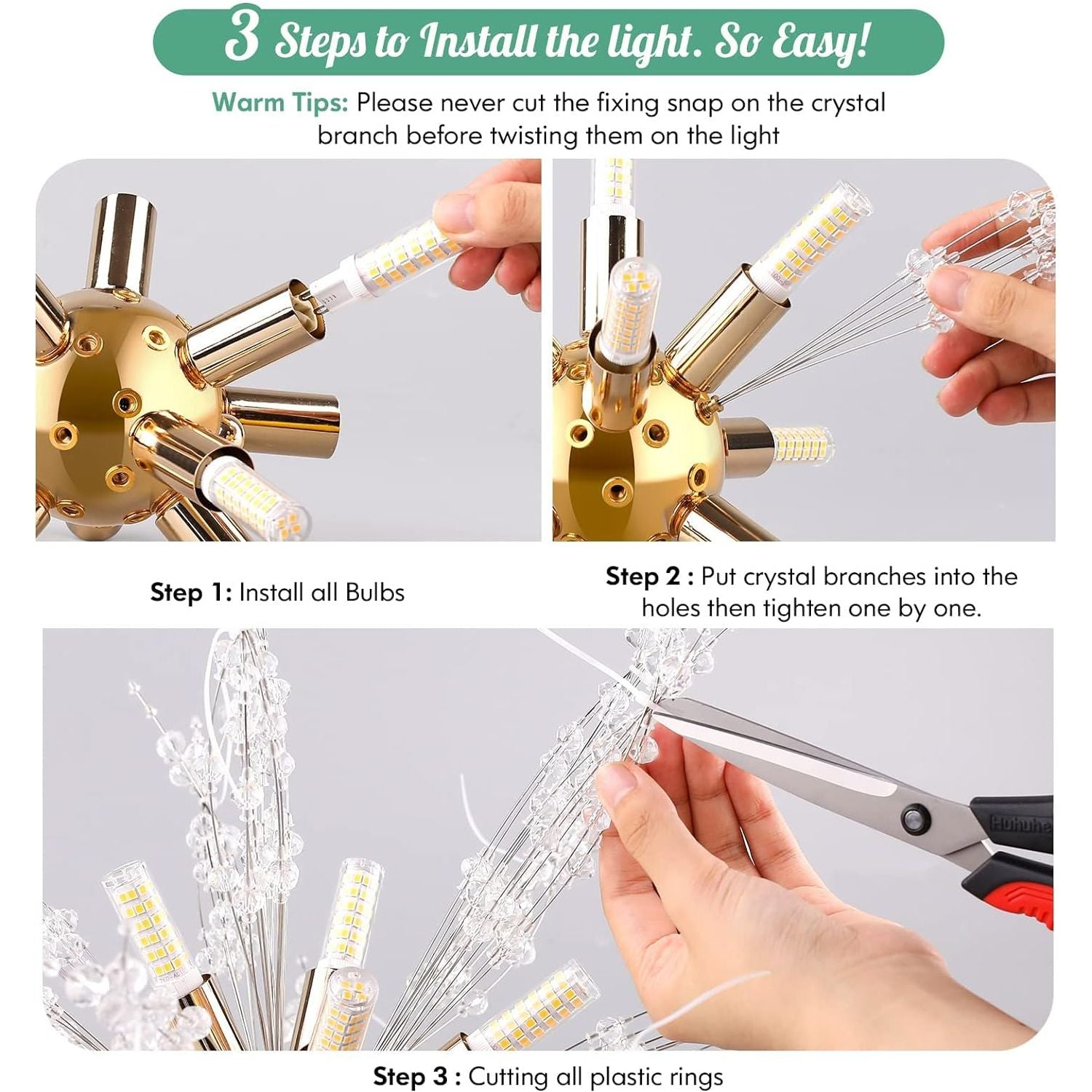 Modern Crystal Chandelier Firework, 8 Lights