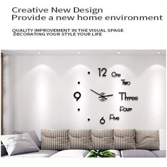 DIY Wall Clock Modern Frameless Large 3D Wall Watch Giant Roman Numerals for Home Living Room and Bedroom (Small)