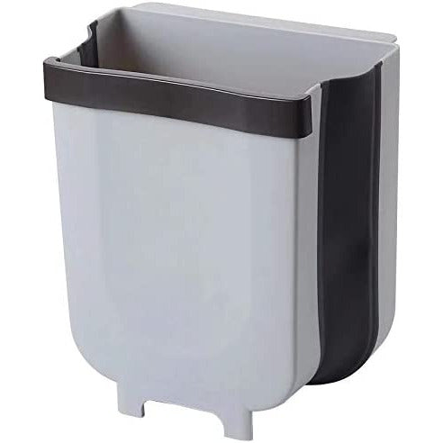 Hanging Trash Can Collapsible Small Garbage Waste Bin for Kitchen Cabinet Door (Grey)