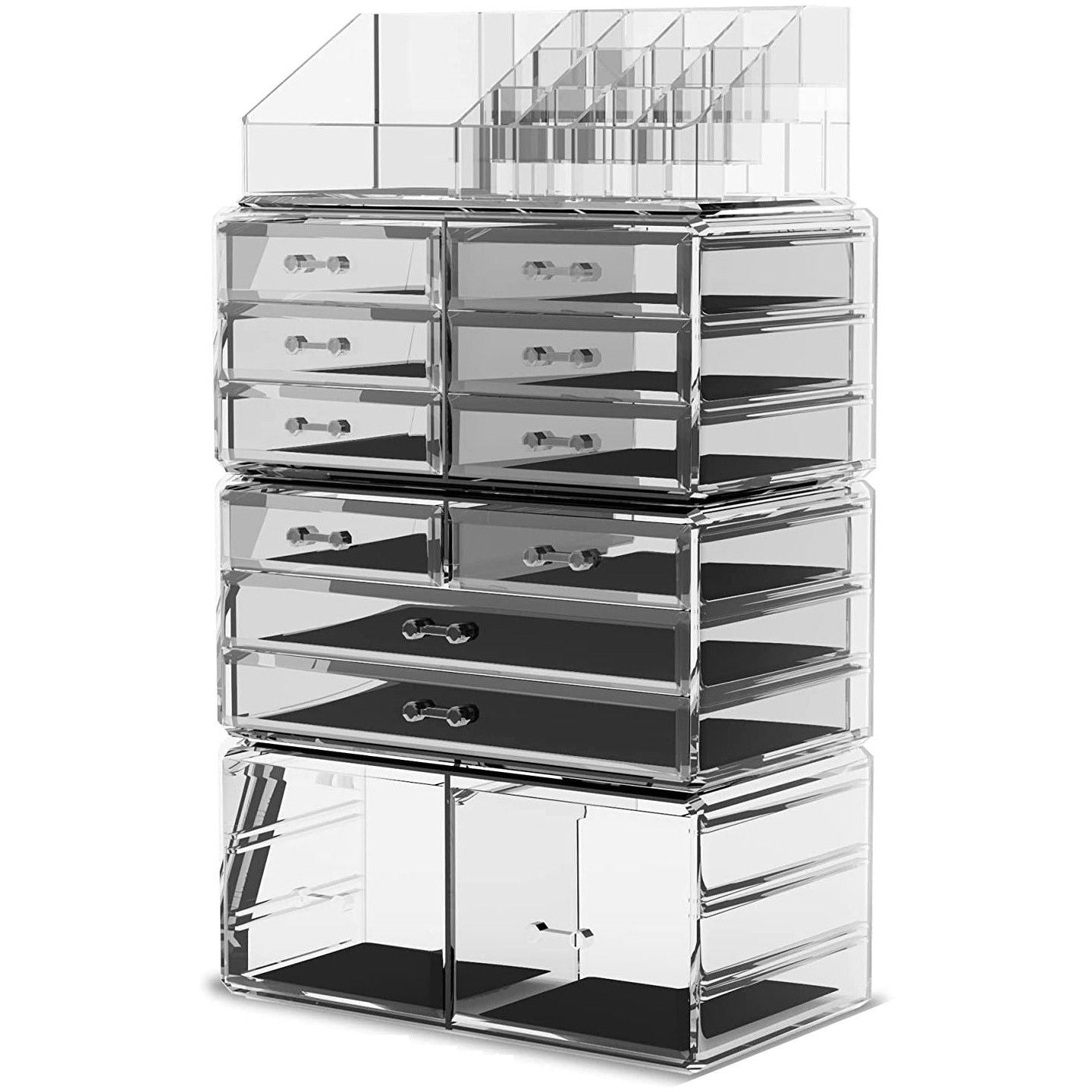 Makeup Cosmetic Organizer Storage with 12 Drawers Display Boxes (Clear)