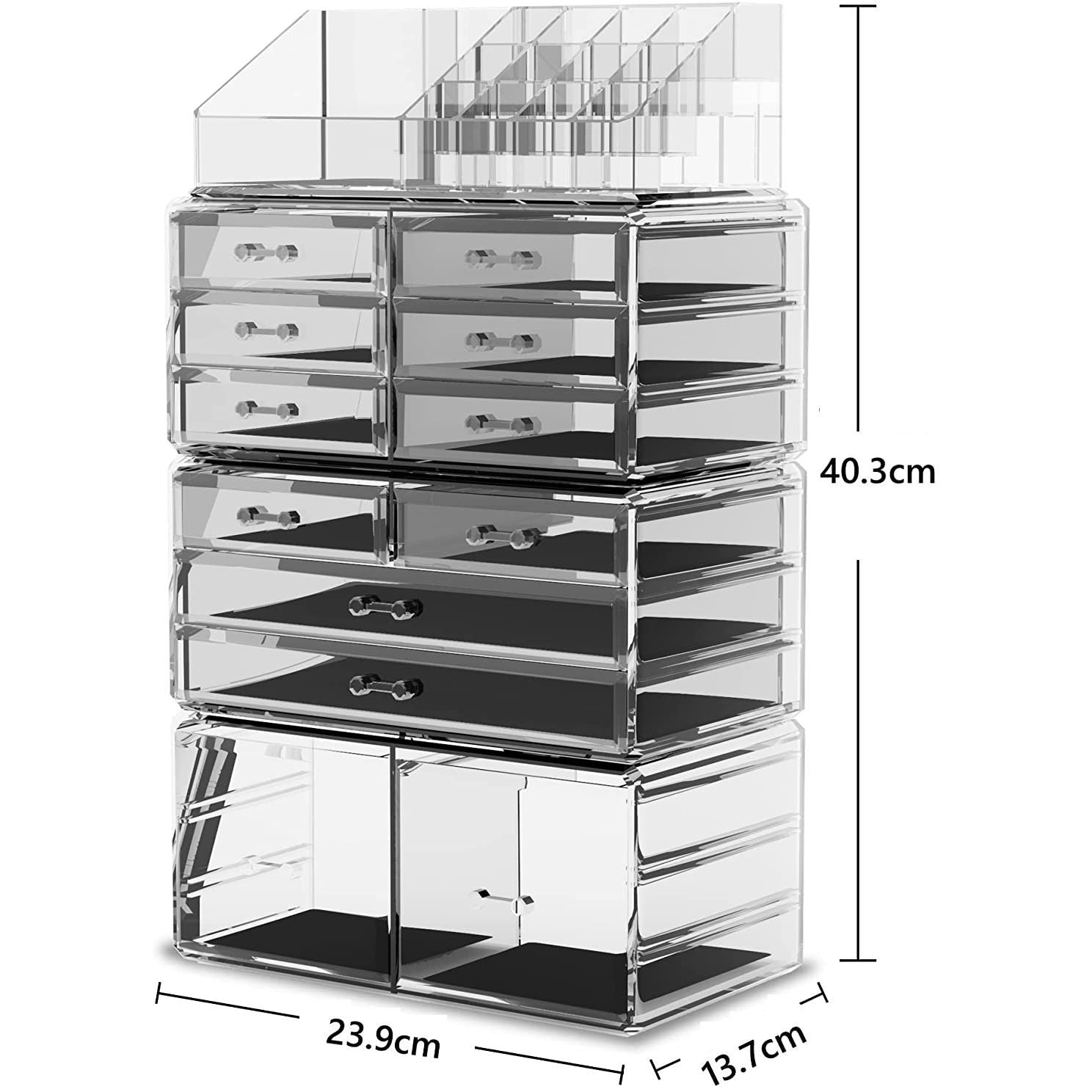Makeup Cosmetic Organizer Storage with 12 Drawers Display Boxes (Clear)