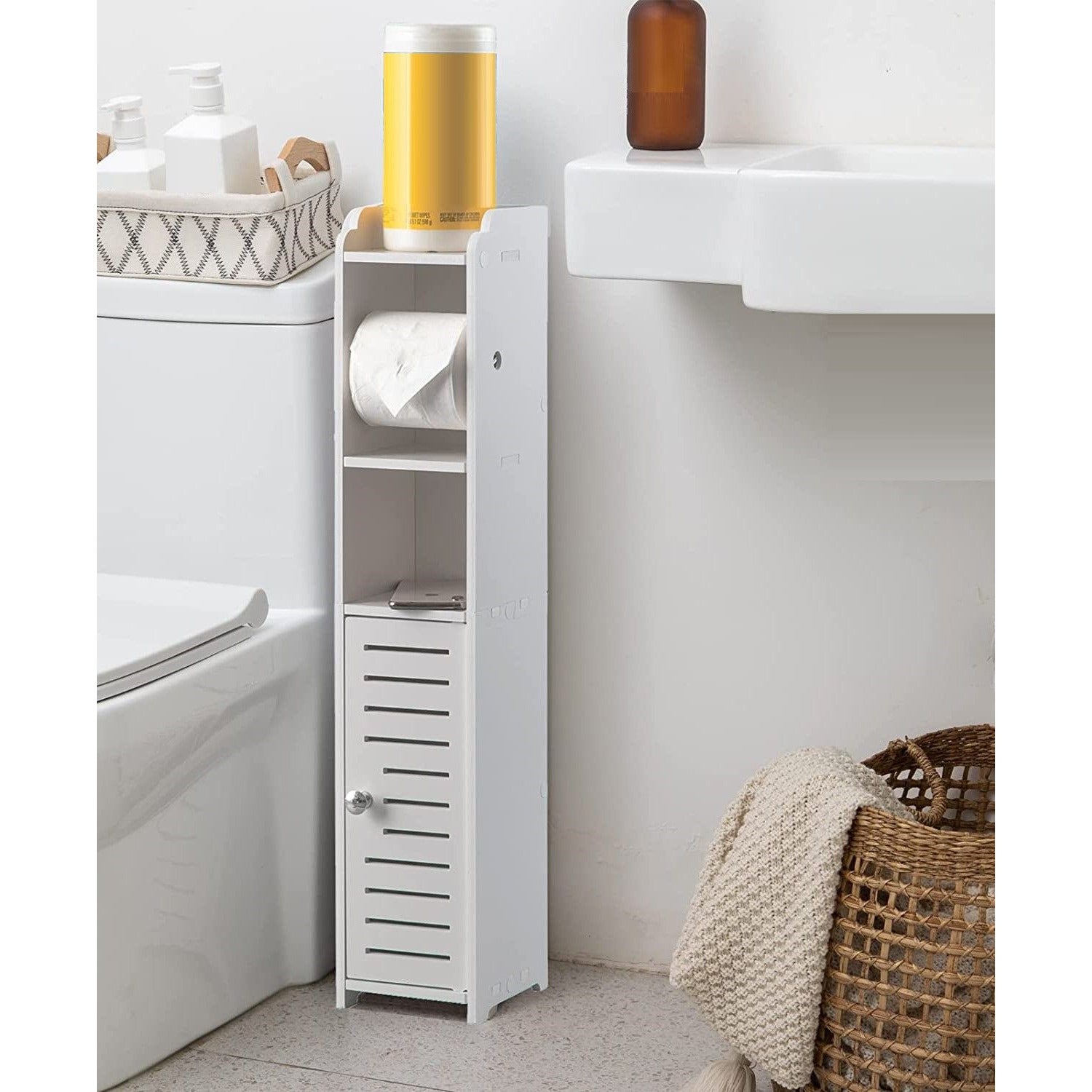 Toilet Paper Roll Holder for Bathroom with roller (White, 76cm)