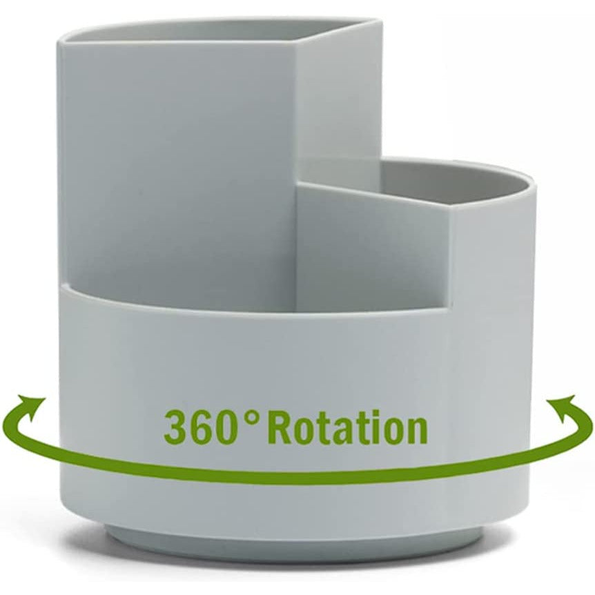 360 degree rotating multi-functional pen holder with 3 separate layer for office desk organiser (Grey)