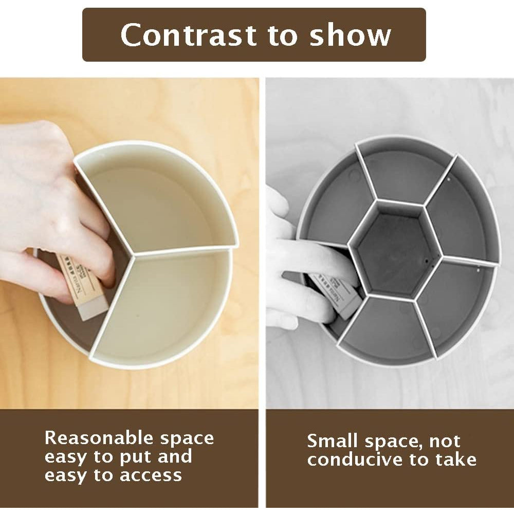 360 degree rotating multi-functional pen holder with 3 separate layer for office desk organiser (White)