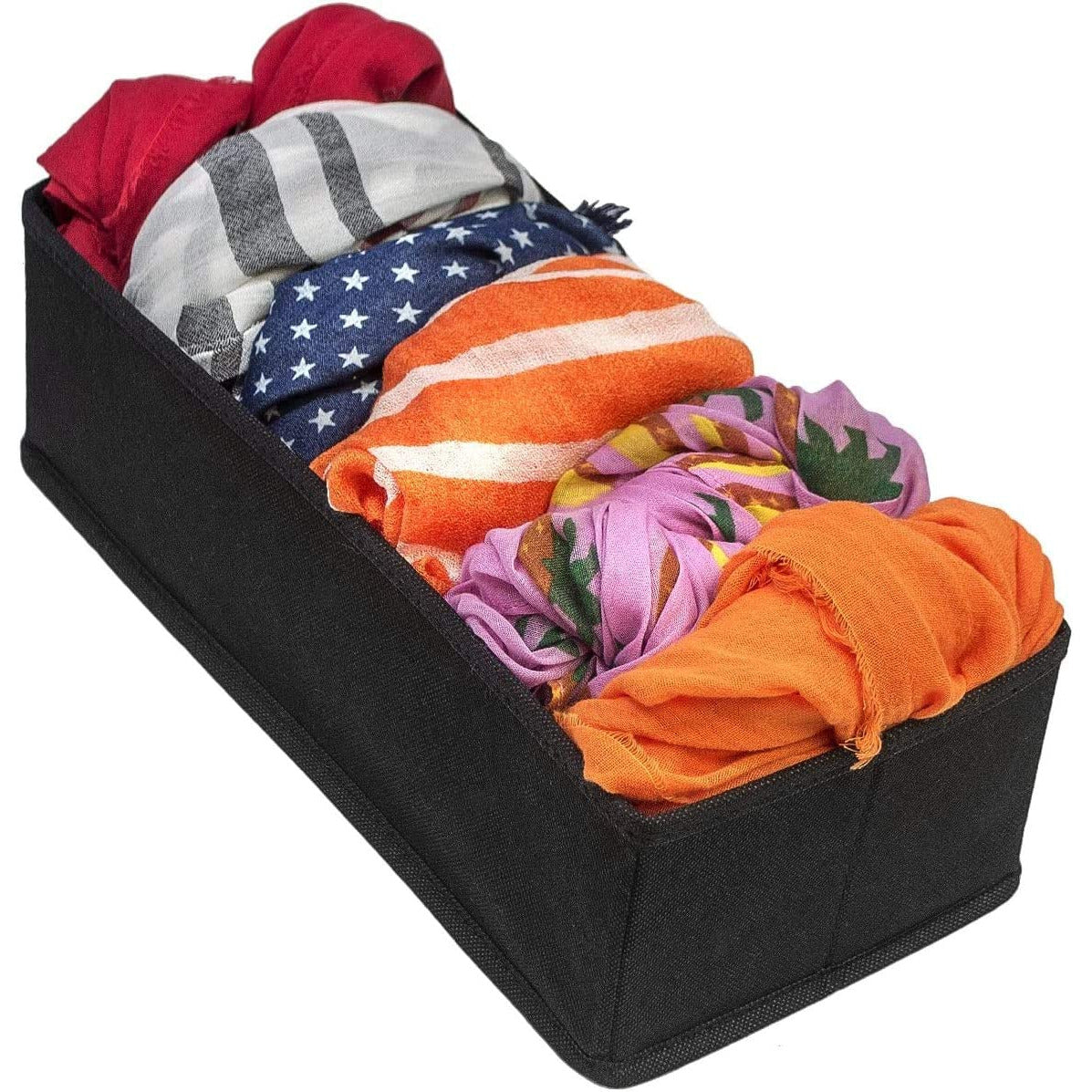 4 Pack Foldable Drawer Dividers Storage Boxes (Black)