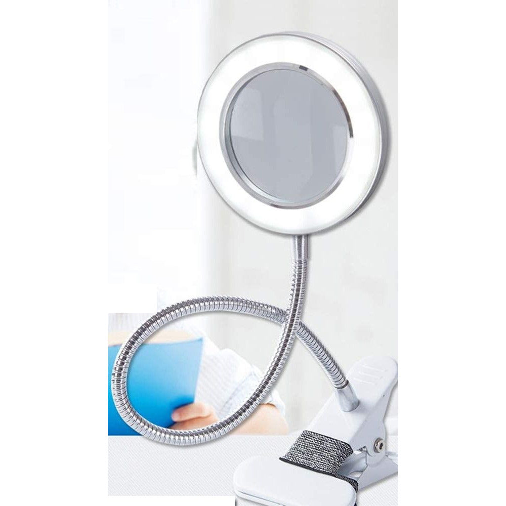Lighting LED 8X Magnifying Lamp with Metal Clamp 360° Flexible Gooseneck and USB Plug Design for Tattoo, Manicure and Reading