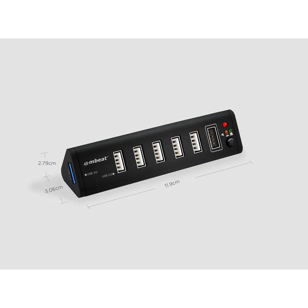 mbeat 7-Port USB 3.0 x 1 + USB 2.0 x 6 Hub with 2.1A Smart Charging Function