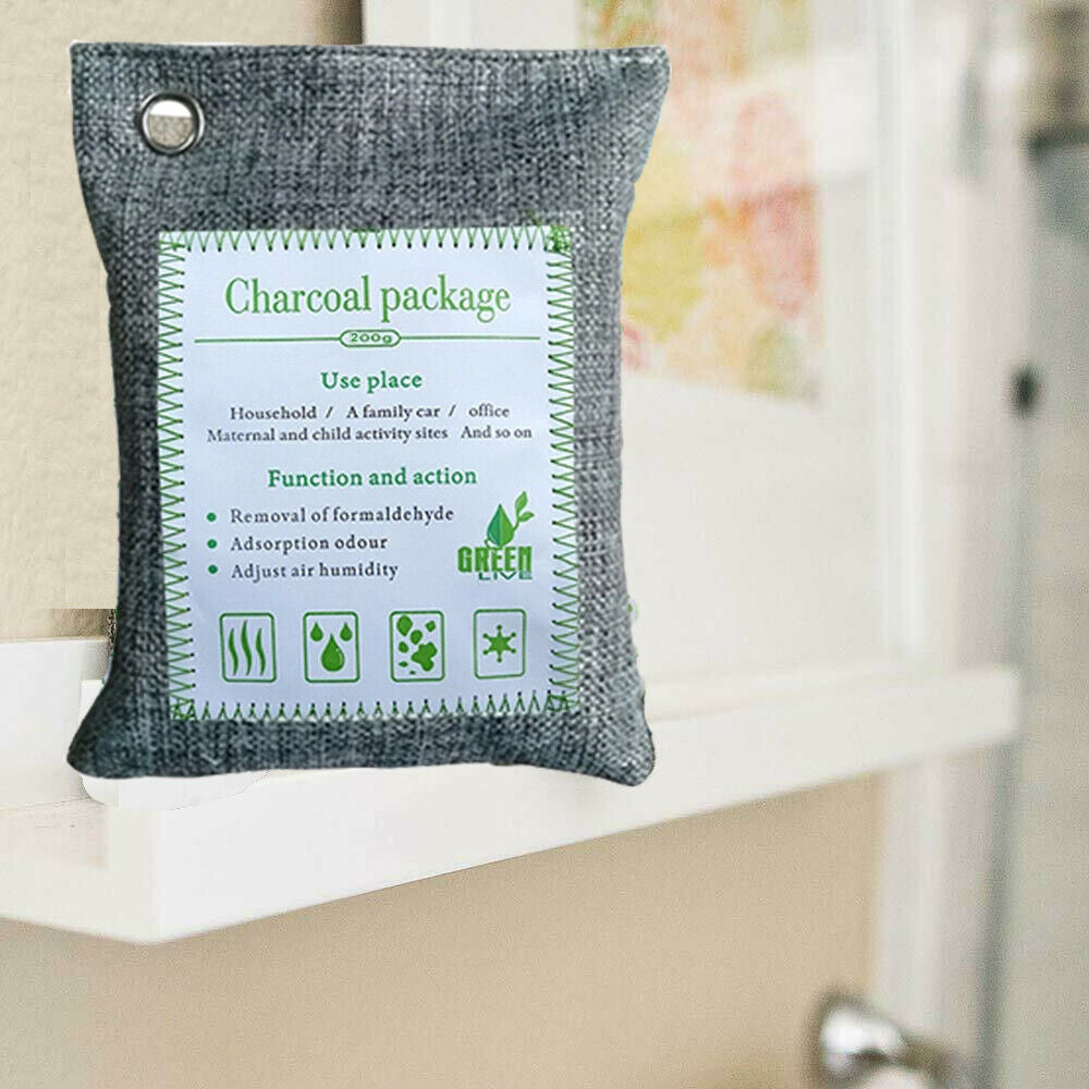 5PCS Air Purifying Bags Activated Bamboo Charcoal Freshener for Car Home Shoes 200g