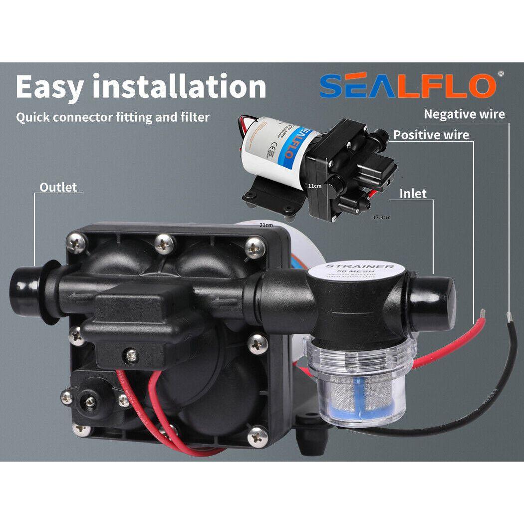 12V Caravan Water Pump High Pressure Self-priming rv Camping Boat 70PSI 20.8L/M