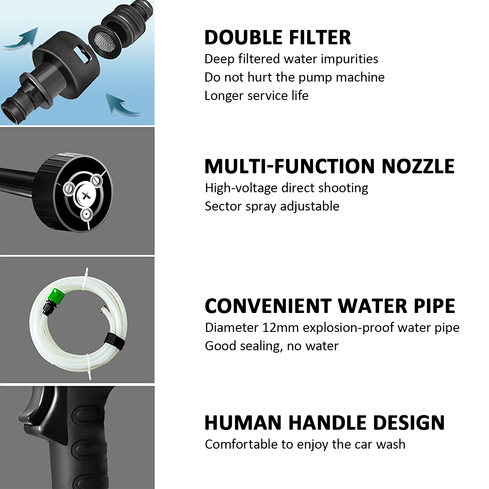 High Pressure Washer 3 in 1 Nozzle Portable Cordless Cleaner Battery Set 21V