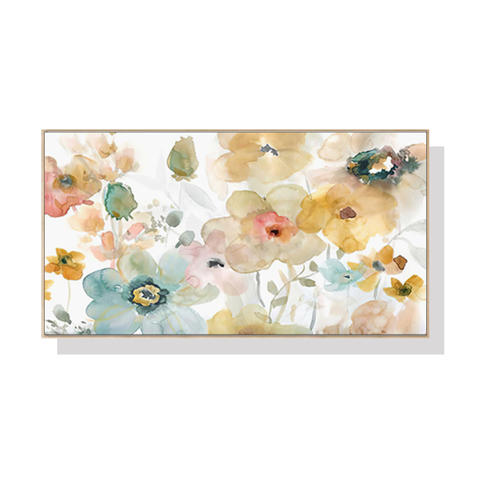 50cmx100cm Floral Watercolor Style Wood Frame Canvas Wall Art