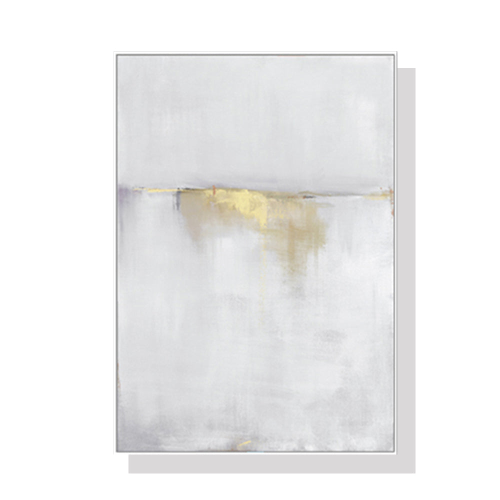 50cmx70cm Abstract gold white single II White Frame Canvas Wall Art