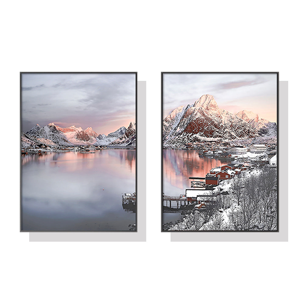 40cmx60cm Nordic Norway 2 Sets Black Frame Canvas Wall Art