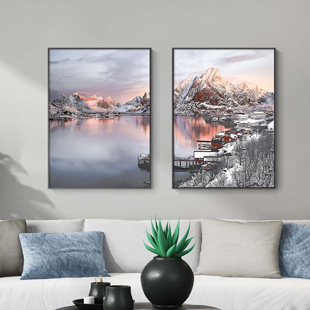50cmx70cm Nordic Norway 2 Sets Black Frame Canvas Wall Art