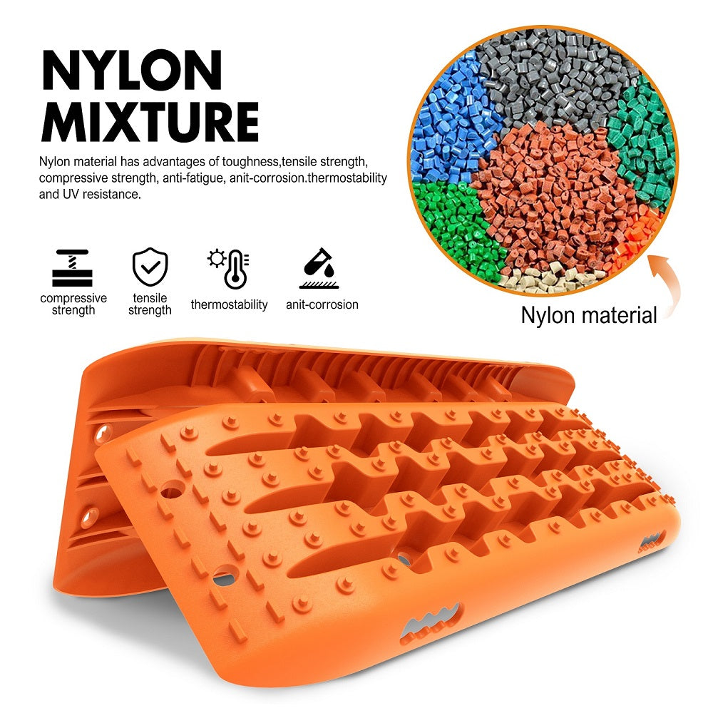 X-BULL 4WD Recovery tracks 10T 2 Pairs/ Sand tracks/ Mud tracks/ Mounting Bolts Pins Gen 2.0 -Orange