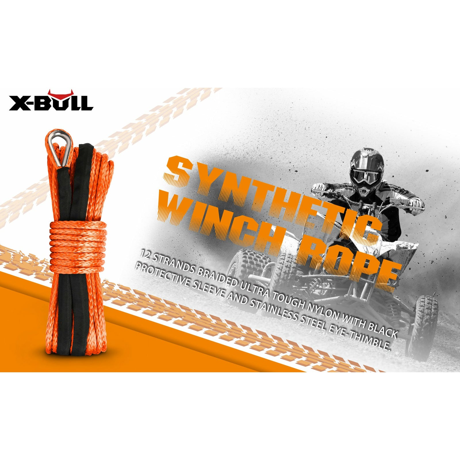 X-BULL Winch Rope Dyneema Synthetic Rope 5.5mm x 13m Tow Recovery Offroad 4wd