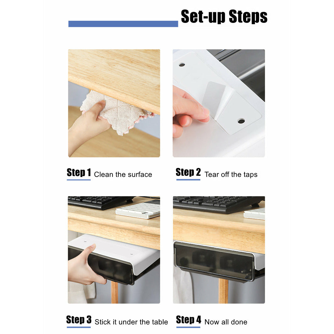 Under Desk Drawer Slide-out Large Office Organizers and Storage Drawers - Small Black