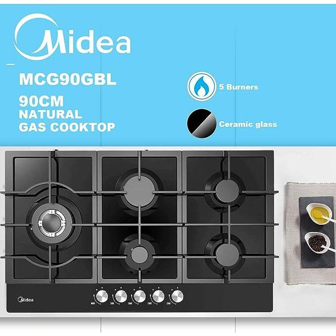 Gas Glass Cooktop 90cm Black