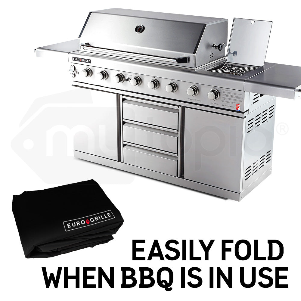 EuroGrille Cover for 8 Burner Double Hood BBQ, Black
