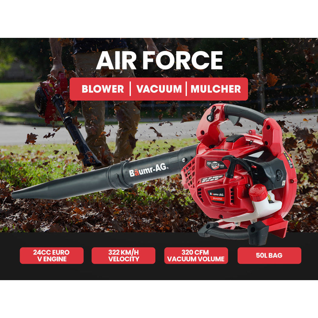 BAUMR-AG Cordless Leaf Blower Vacuum Petrol Hand Garden Lawn Held Vac 2-Stroke