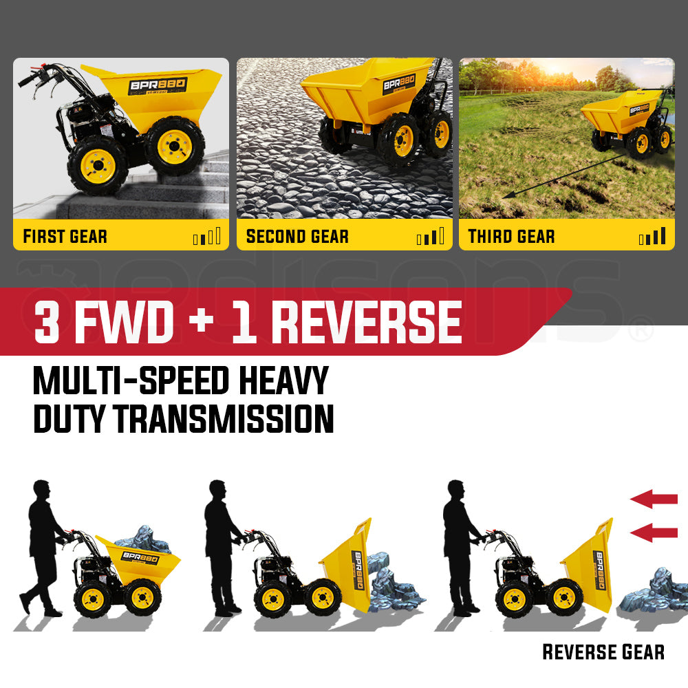 Baumr-AG Power Wheelbarrow Motorized Mini Petrol Powered Wheel Barrow Self Dump